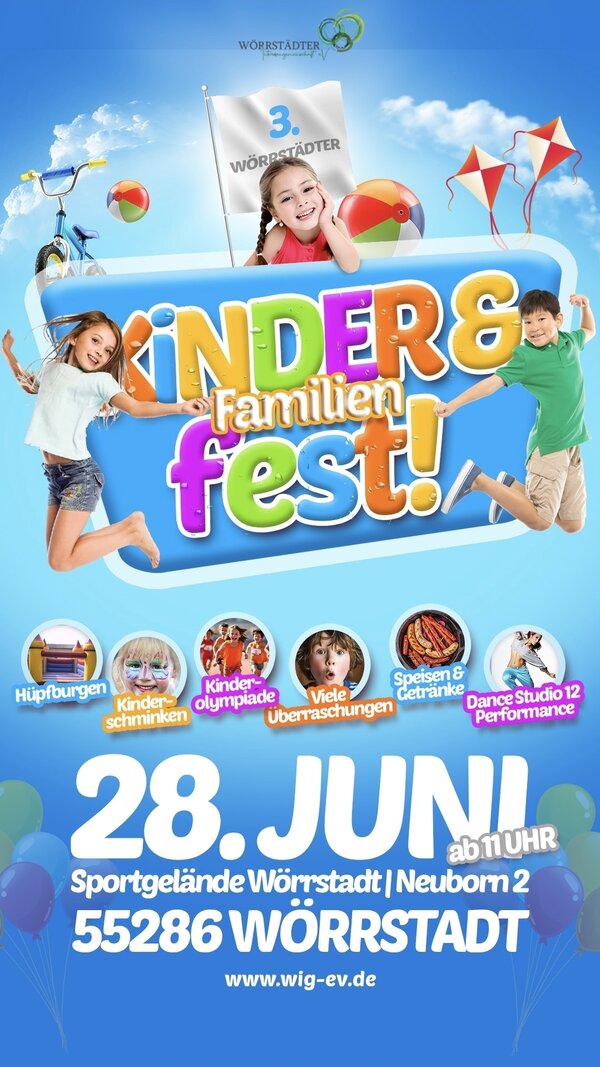 Bild vergr&ouml;&szlig;ern: Das Plakat wirbt f&uuml;r das Kinder- und Familienfestin W&ouml;rrstadt am 28. Juni.