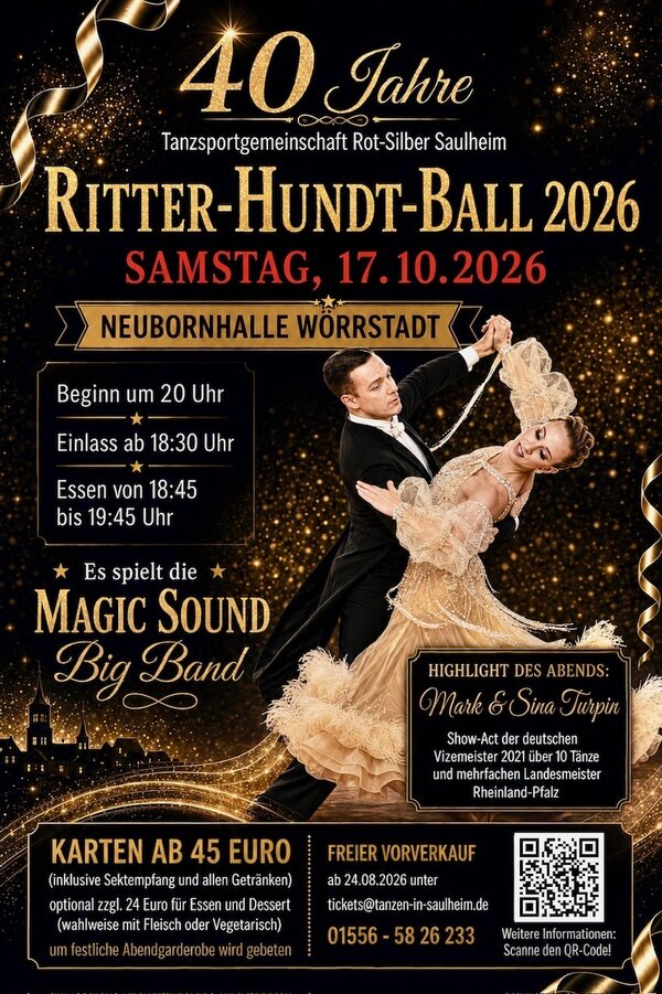 Bild vergr&ouml;&szlig;ern: Das Plakat wirbt f&uuml;r den Ritter-Hundt-Ball. Dort wird getanzt.