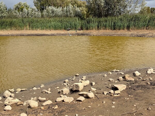 In einem See ist weniger Wasser. Er wird jetzt gereinigt. 